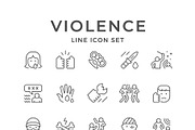 Set line icons of violence, an Outline Icon by motorama (Thumbnail 1 of 2)