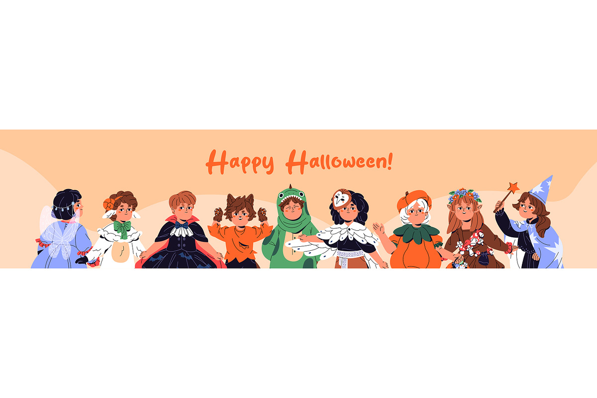Halloween kids set, banner, posters, a Person Illustration by PaperTrident (Photo 2 of 7)