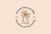 Summer vibes palmtree surfboard logo, a Branding & Logo Template by Signatoro (Thumbnail 1 of 3)