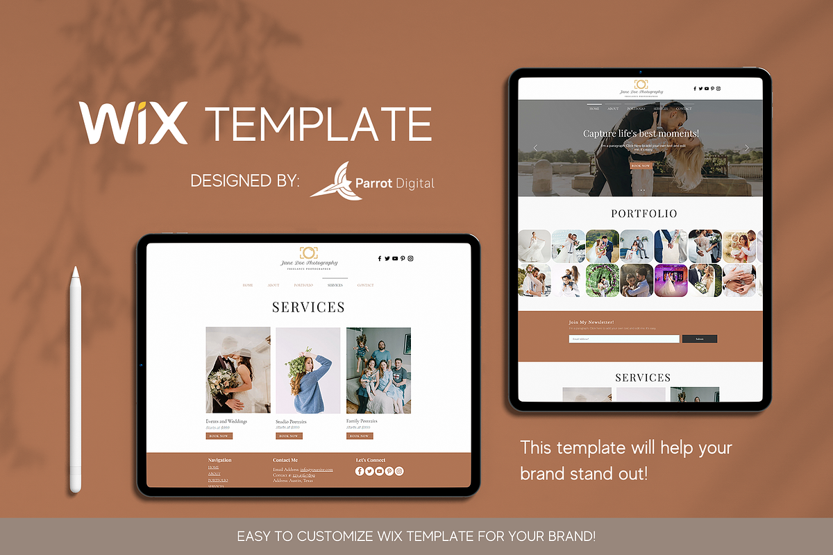 Photographer Portfolio Website (Wix), a Shopify Template by Parrot Designs (Photo 1 of 4)