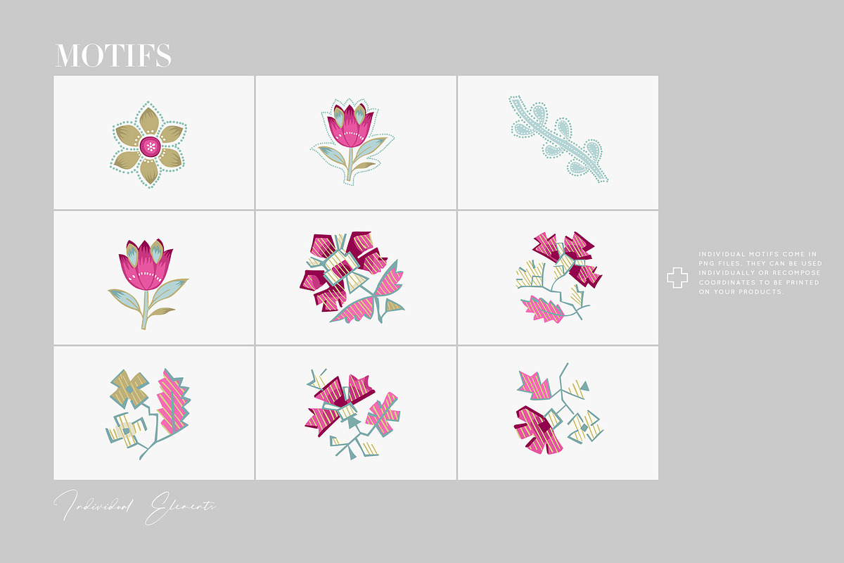 Issa Indian Buta Floral Patterns, a Pattern Graphic by Pink Linen (Photo 3 of 11)