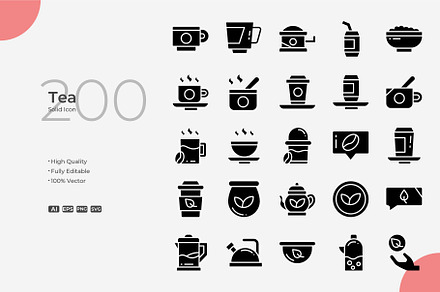 Tea Solid Icons, a Solid Icon by Bloodline