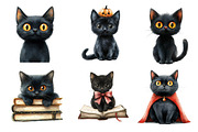 Cute Halloween Black Cats Clipart, an Illustration by Dream Creation (Thumbnail 6 of 6)