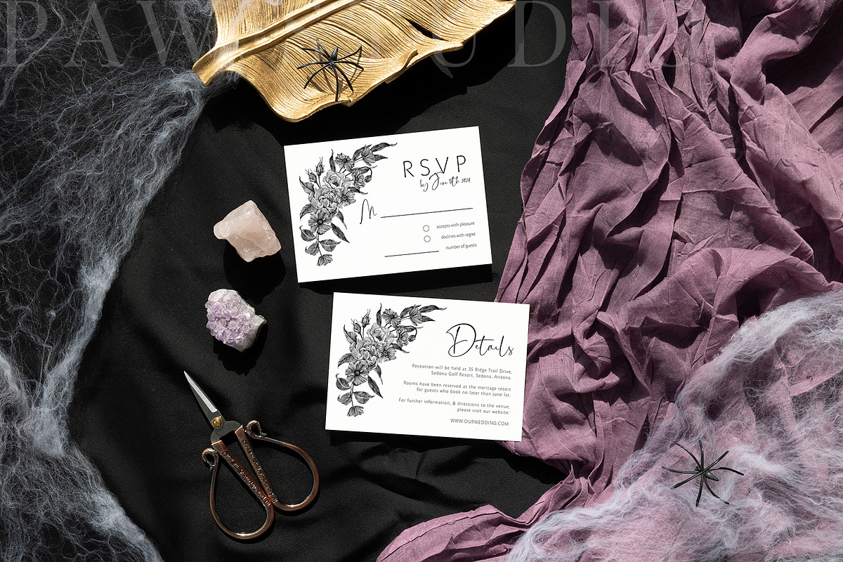 Halloween Card Mockup 5x3.5RSVP fall, an Advertising Mockup by PawMockups (Photo 5 of 10)