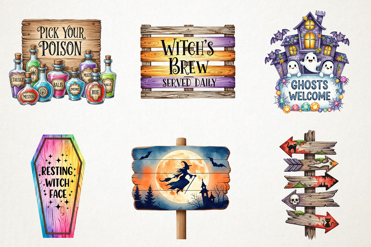 Halloween Wooden Board Sublimation, an Illustration by RobertsArt (Photo 4 of 7)