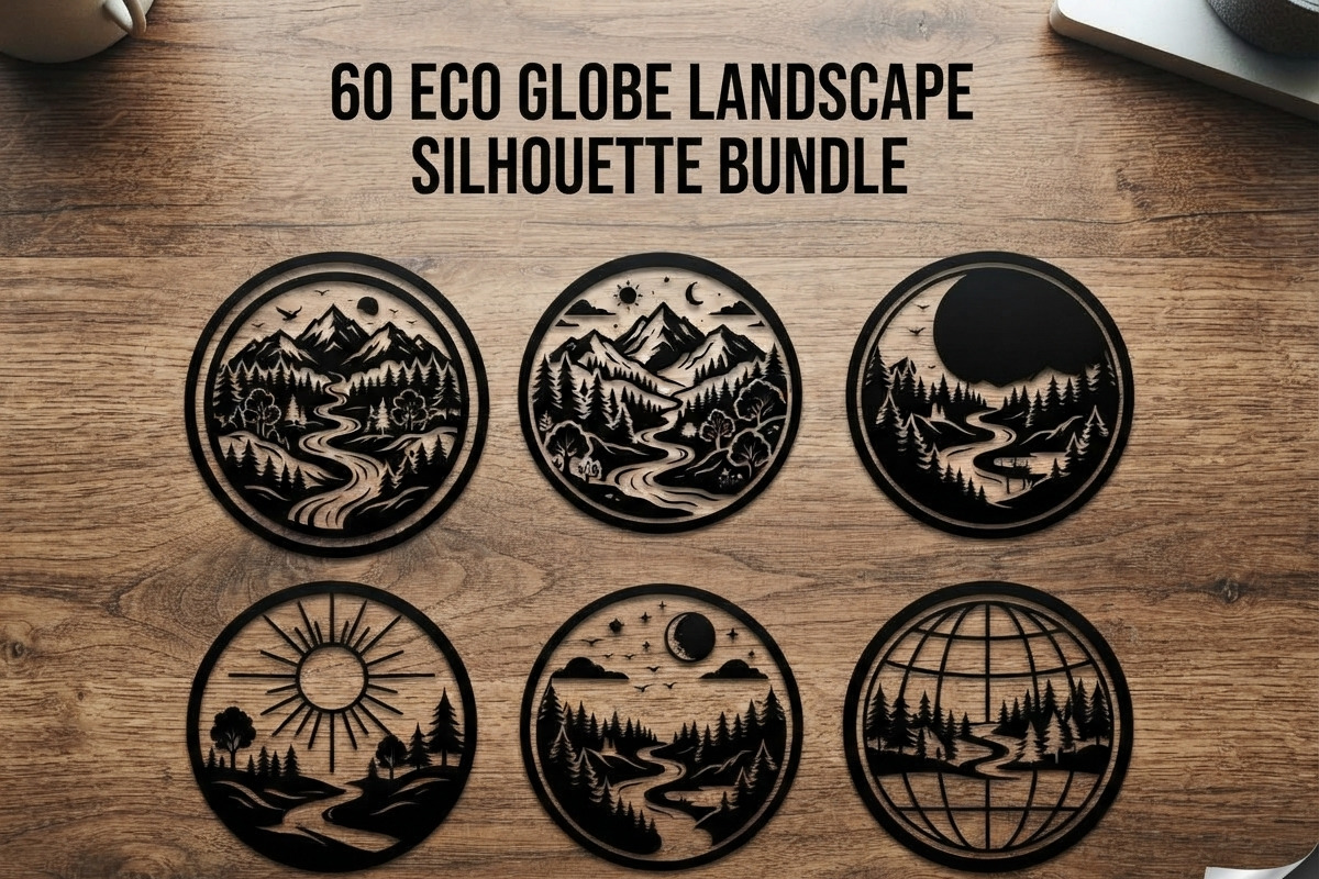 60 Eco Globe Landscape Silhouette, a Technology Illustration by Amazin_art (Photo 1 of 29)