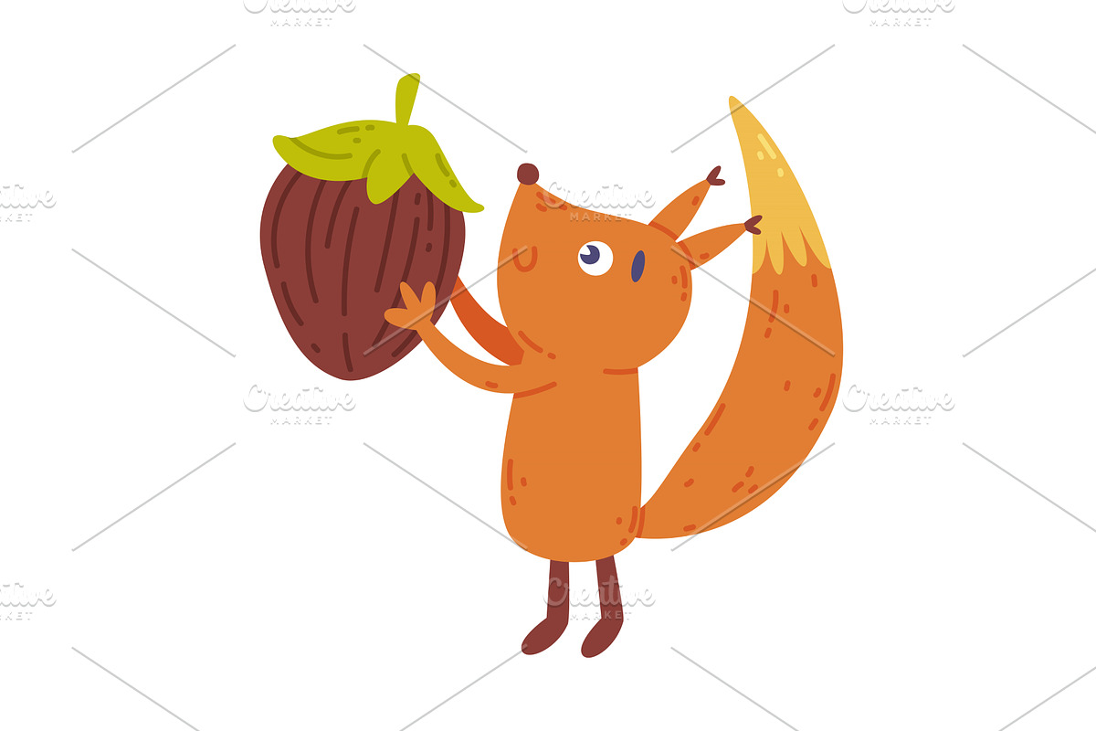 Adorable baby squirrel with, an Animal Illustration by TopVectors