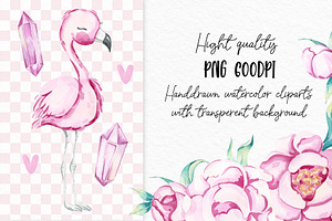 Sweet Flamingo Watercolor Collection