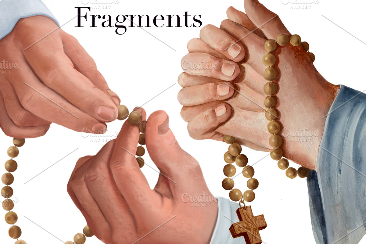 Praying hands,hands of people,rosary, a Person Illustration by AkvarelRiver (Photo 4 of 4)