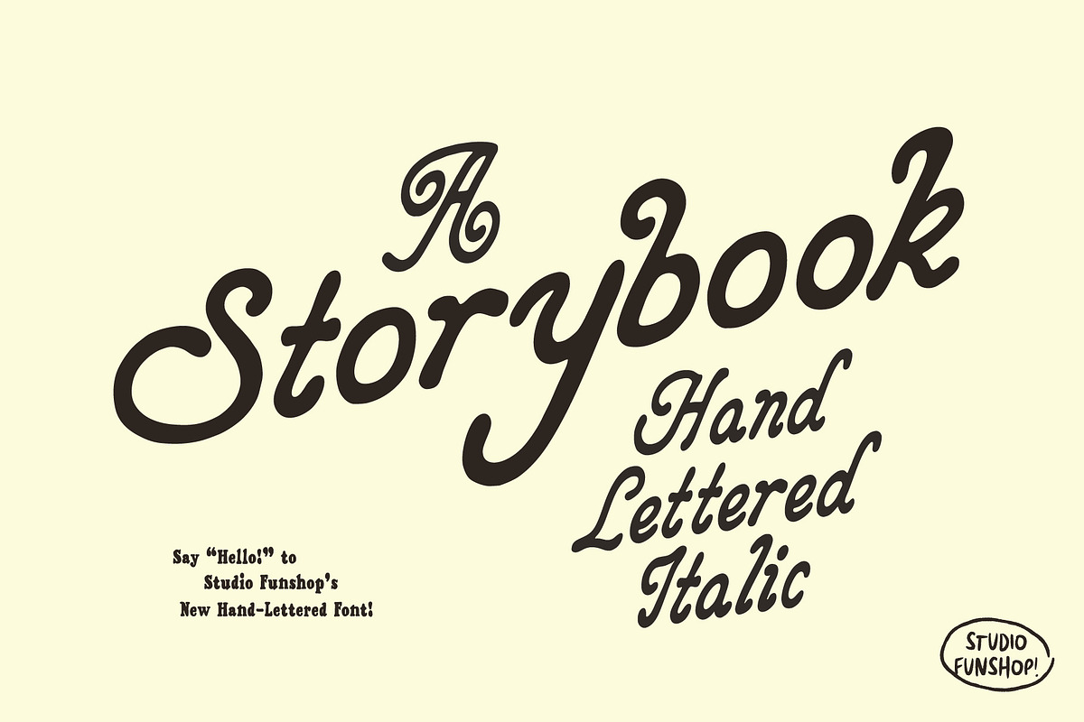 Storybook - Retro Hand-drawn Italic, a Handwritten Font by Studio Funshop by Kelli (Photo 1 of 9)