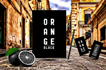Orange Black Mockup, a Poster Template by Ntsundu