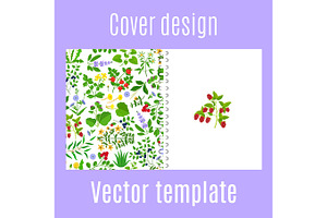 Cover Design With Herbs, Berries Pattern