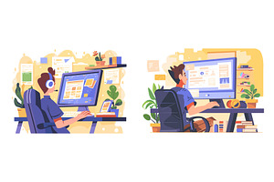 Student remote work. Teen man, an Education Illustration by Stock-Smart-Start