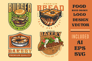 Food hand drawn logo, a Branding & Logo Template by Billah Hub
