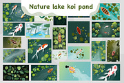 Nature lake koi pond illustration, an Animal Illustration by foxndeer (Thumbnail 1 of 4)
