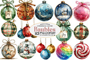 Christmas Baubles Clipart, an Illustration by Watercolor design (Thumbnail 1 of 4)