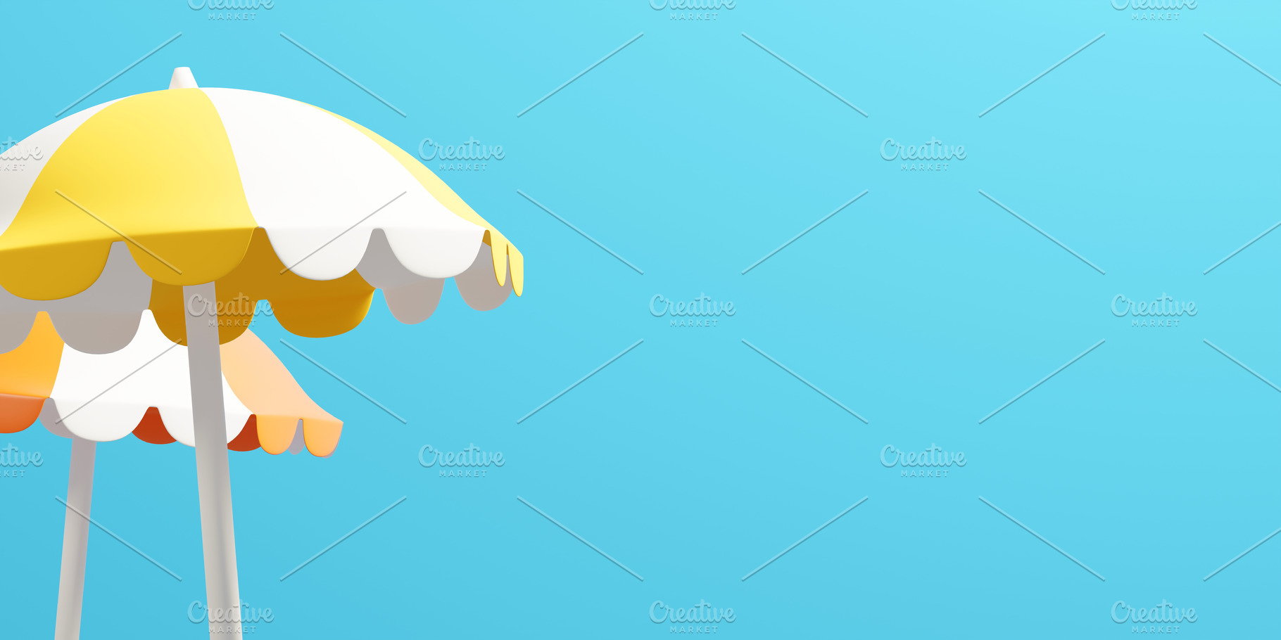 Beach umbrella with copy space, a Photo by ArtBackground