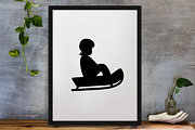 Sledding Kids Silhouette SVG, a Person Illustration by newminddesign (Thumbnail 3 of 3)