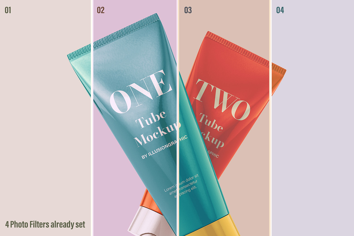 Skincare Tube Mockup 4 view 8 mockup, a Packaging Mockup by Illusiongraphic (Photo 14 of 20)