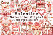 Watercolor Valentine Clipart, an Illustration by Libby Wishes (Thumbnail 1 of 7)
