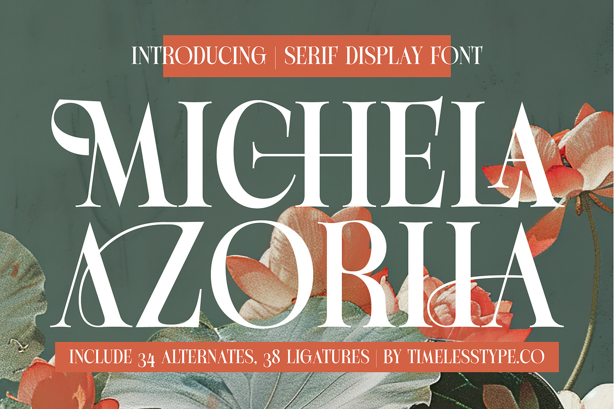 Michela Azorha Display Serif, a Serif Font by timelesstype.co (Photo 1 of 20)