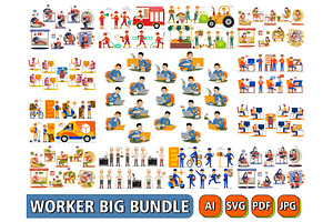 Worker Big Bundle Vector Ilustration, an Object Graphic by MEDZ