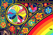 Art Nouveau European Street Rainbow, a Decorative Illustration by Sharon Schwalbe (Thumbnail 1 of 2)