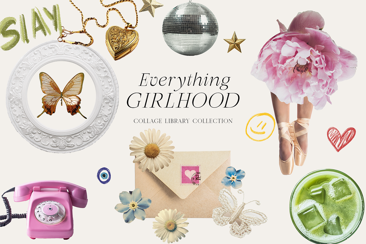 Girlhood collage scrapbook lace bows, an Object Graphic by Grace Noboa Illustrations (Photo 10 of 10)