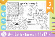 Capybara coloring activity play mats, an Education Illustration by Lexi Claus (Thumbnail 1 of 6)