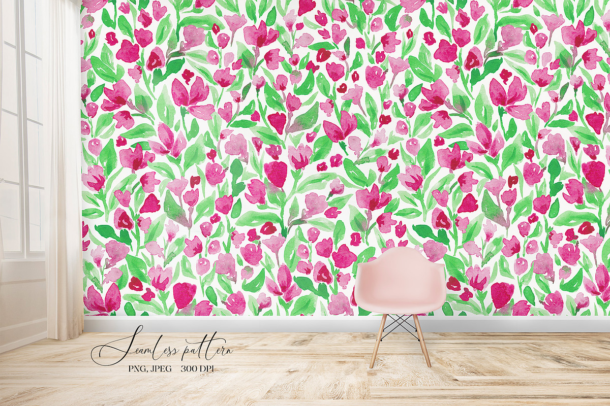 Pink florals seamless pattern, a Pattern Graphic by SirenaArt (Photo 9 of 11)