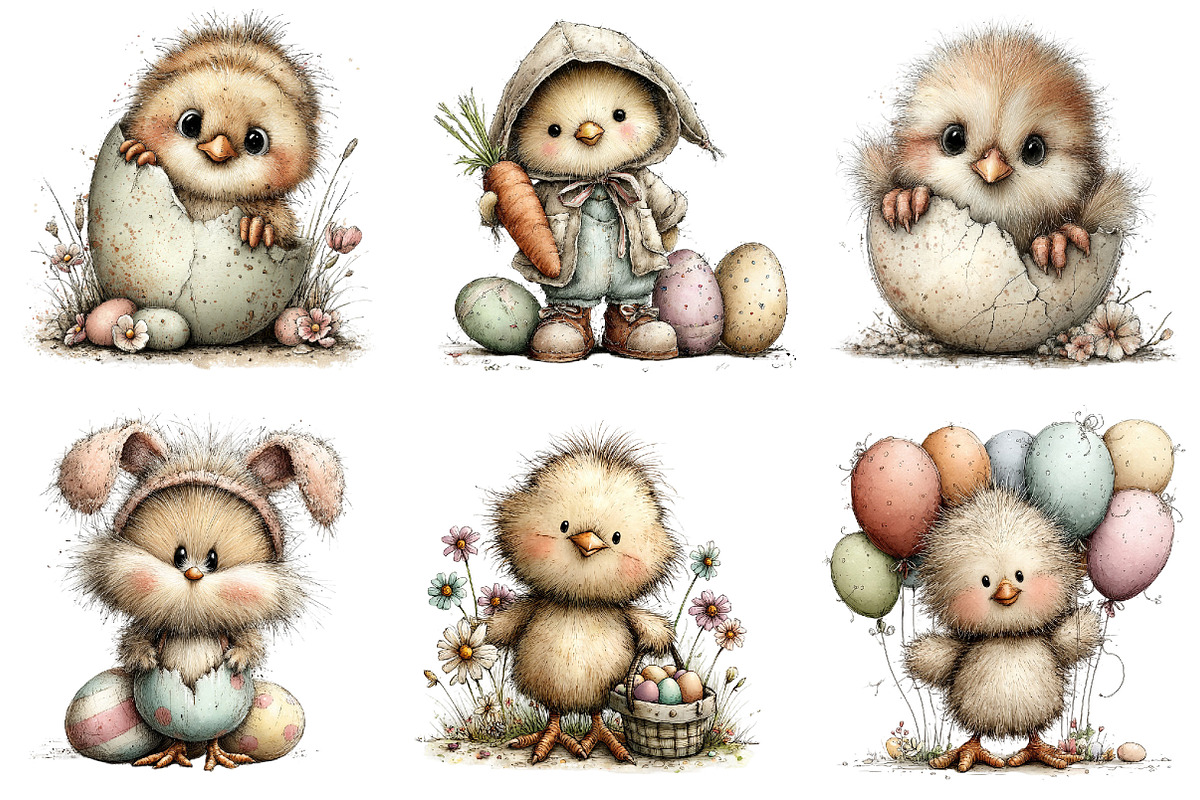 Whimsical Easter Chick Clipart, an Illustration by Dream Creation (Photo 5 of 6)