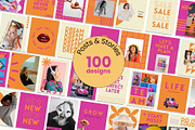 Bold Orange Pink Instagram Templates, a Social Media Template by Yaaas Design (Thumbnail 1 of 12)