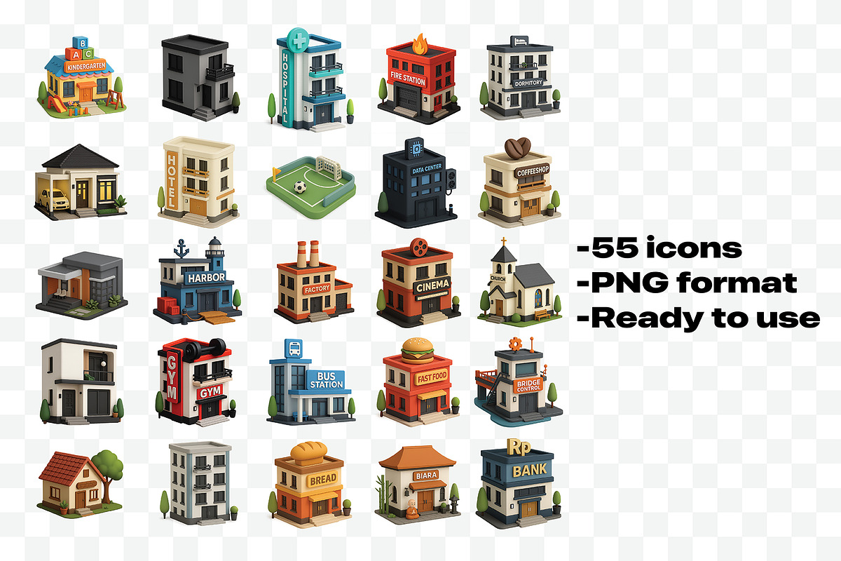 Building 3D Icons set, an Icon by Iwanistic (Photo 2 of 6)