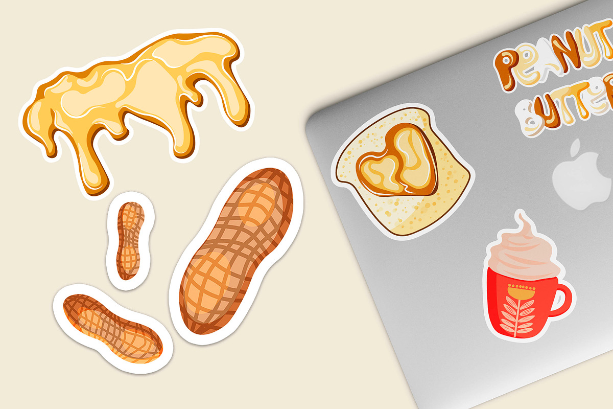 Set of peanut butter stickers | 32, a Stationery Template by Big Squirrel (Photo 4 of 5)