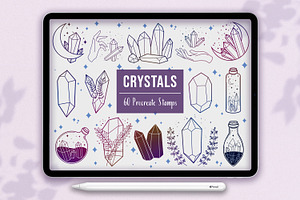 60 Crystal Procreate Stamps