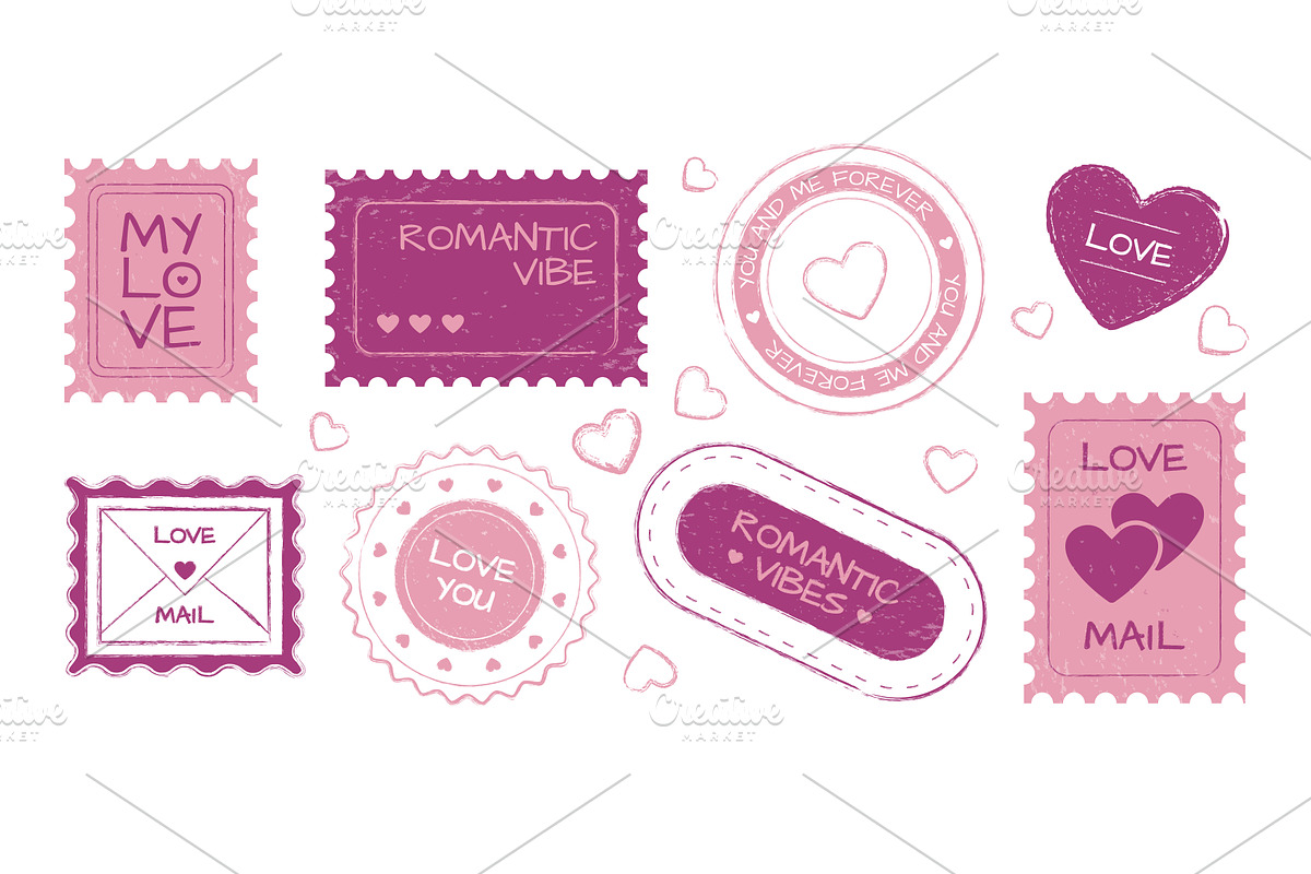 Valentine love stamp collection, an Illustration by art PVP - market