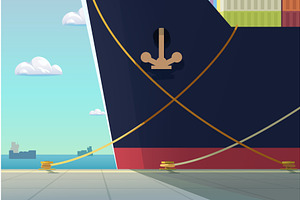 big full cargo ship parked at port, a Transportation Illustration by IfH
