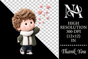 Watercolor Valentine Boys Cliparts, an Illustration by RobertsArt (Thumbnail 2 of 6)