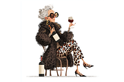 Prompt Funny Grandma Clipart, a Decorative Illustration by Creative design (Thumbnail 3 of 7)