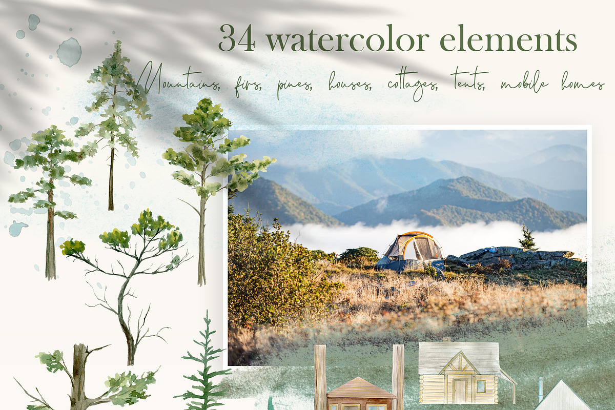 Watercolor Camping Clipart, a Person Illustration by NataliArkushArt (Photo 8 of 24)