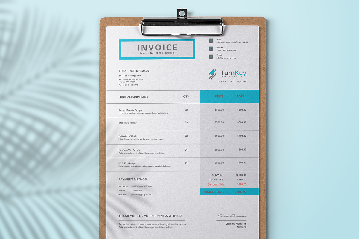 Invoice, a Stationery Template by TelaTemplates (Photo 3 of 9)