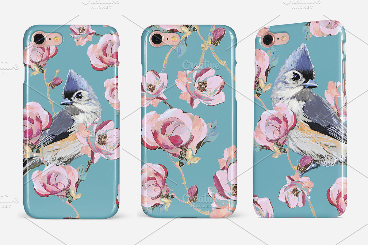 Cute birds and flowers pattern, a Pattern Graphic by Sweet_print (Photo 3 of 6)