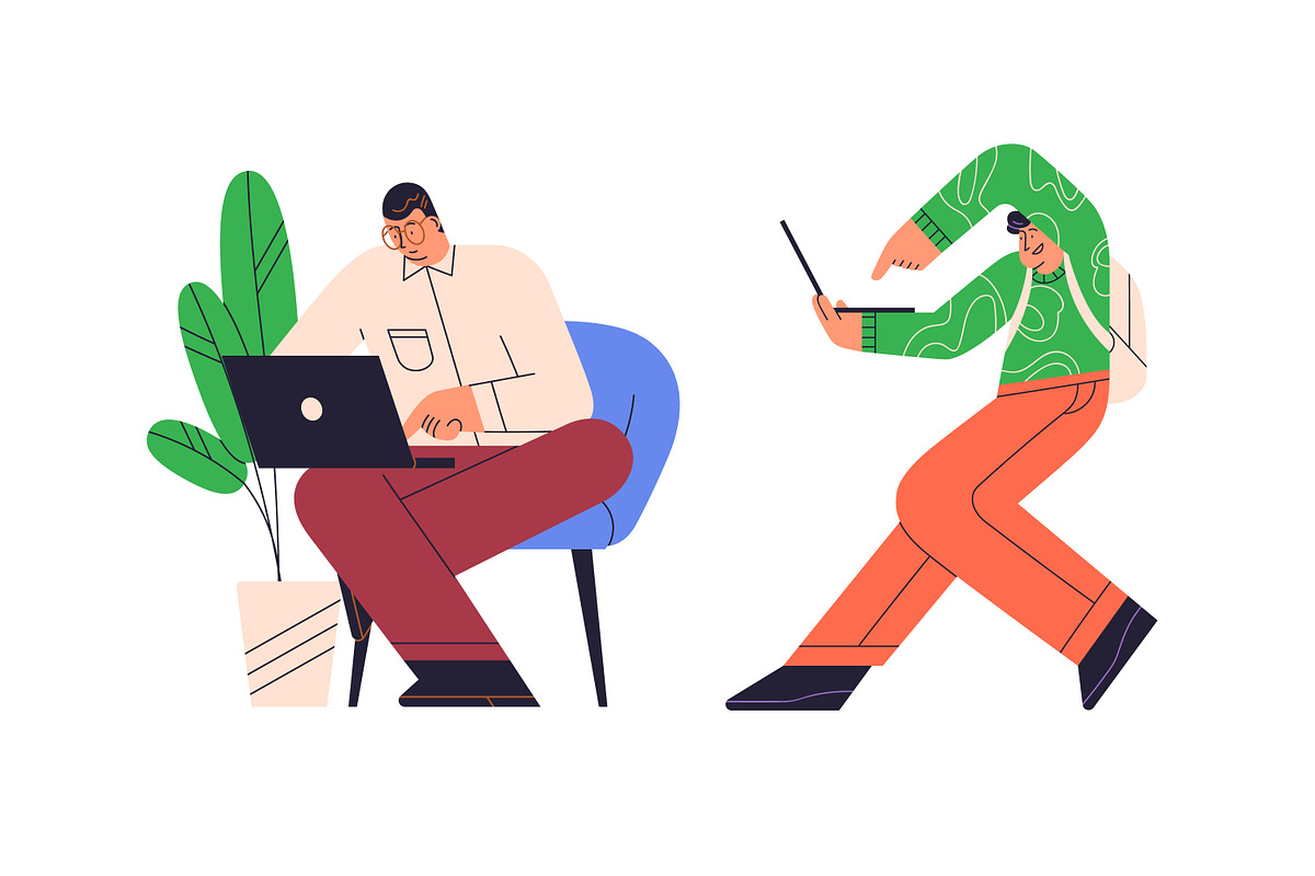 Modern people using gadgets set, a Technology Illustration by Good Studio (Photo 6 of 8)