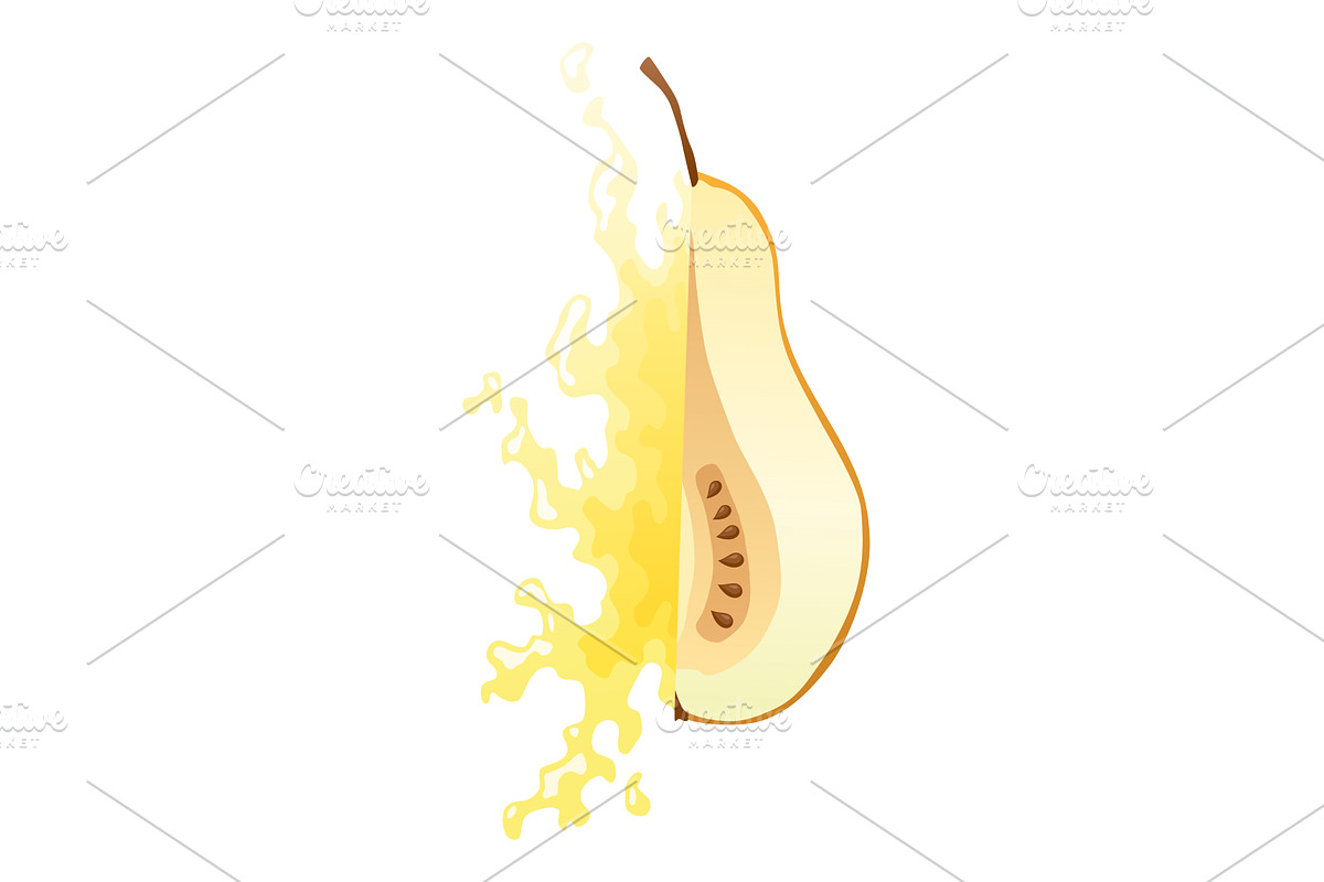 Yellow pear food cut half, piece, a Food Illustration by the8monkey