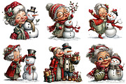 Christmas Grandma with Snowman, an Illustration by Craft Nest (Thumbnail 8 of 9)