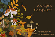 Magic Forest Mushroom Clipart, a Decorative Illustration by LukaJreym (Thumbnail 1 of 6)