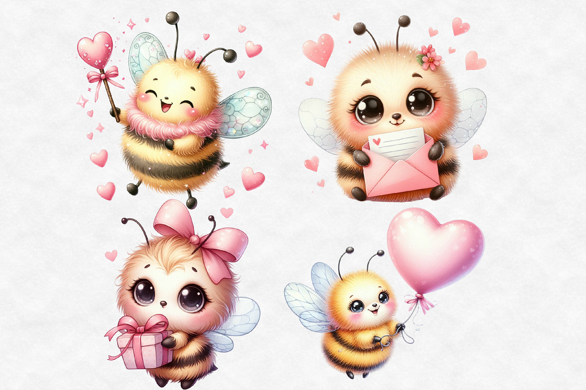 Whimsical Bee Mine Valentine Clipart, an Illustration by Designworld (Photo 5 of 6)