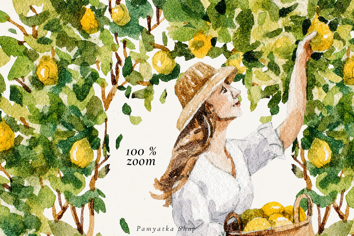 Watercolor Mediterranean summer life, a Decorative Illustration by Pamyatka Shop (Photo 25 of 25)