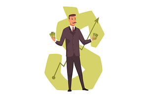 Rich man flat cartoon comic, an Object Illustration by Things for designers