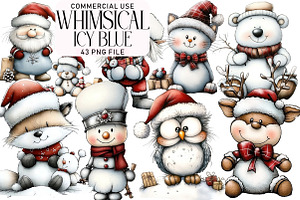 Whimsical Icy Blue Christmas Bundle, an Illustration by Daily.Designs